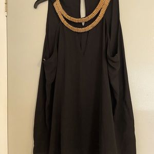 Black with Gold Neckline Charlotte Russe Sleeveless Top Size 2X